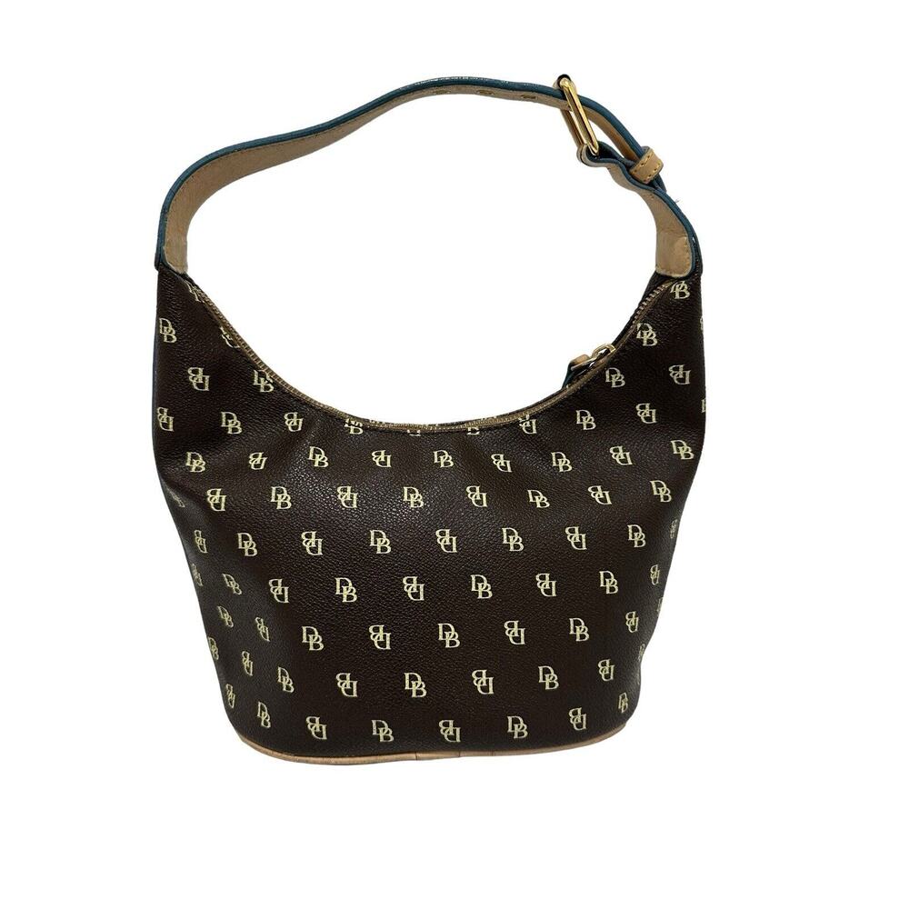 Dooney & Bourke Monogram Logo Mini Hobo Bucket Bag Purse Leather Vinyl Cute Rare
